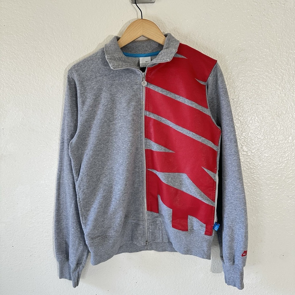 Nike Gray Zip-Up Sweatshirt Big Spell out Red Letters Men's Size medium